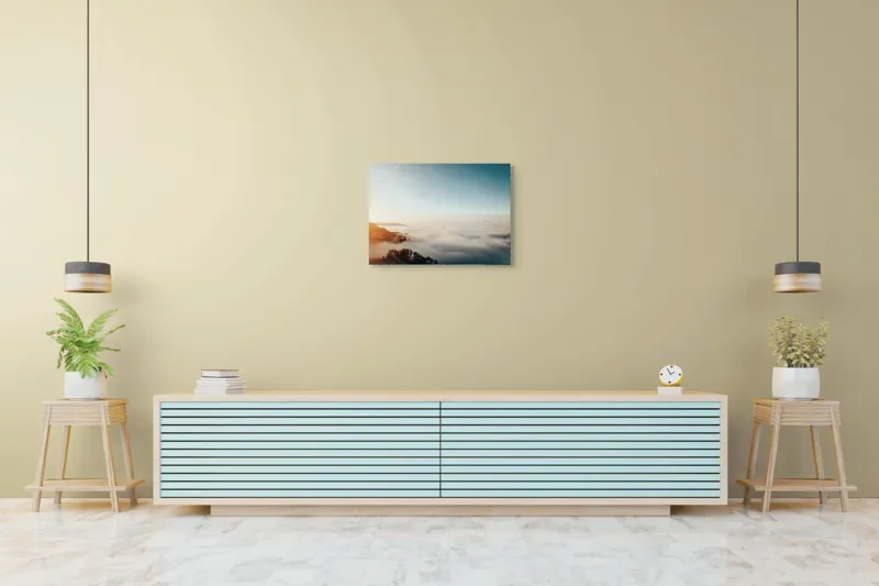 Tablou Canvas, "Răsărit peste un ocean de ceață", Cer, Nori, Soare, Pădure, Păsări, Apus, Ceață, Culori, Orizont, Natură, 70 x 50 cm – poza 7