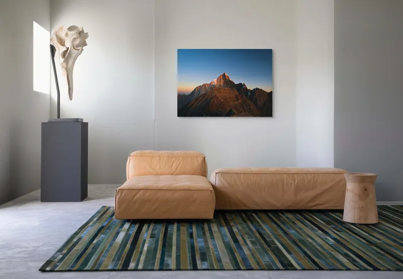 Tablou Canvas, "În lumina apusului muntele singuratic", Munți, Apus, Vârf, Cer, Stânci, Lumină, Peisaj, Înalt, Natură, Dramatic, 100 x 70 cm – poza 7
