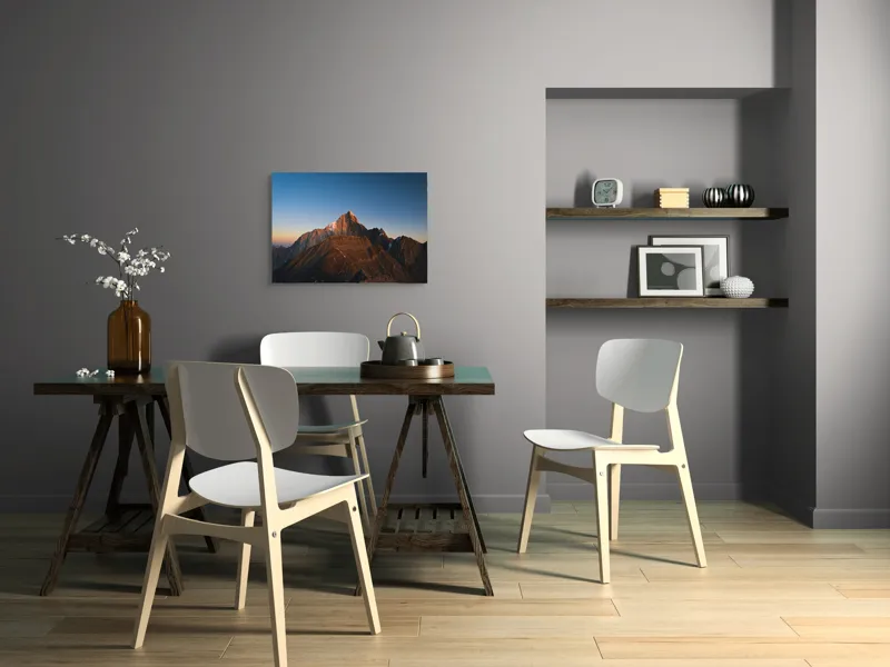 Tablou Canvas, "În lumina apusului muntele singuratic", Munți, Apus, Vârf, Cer, Stânci, Lumină, Peisaj, Înalt, Natură, Dramatic, 70 x 50 cm – poza 5