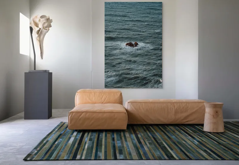 Tablou Canvas, "Singuratici stânci în marea agitată", Valuri, Rocă, Apă, Mare, Singurătate, Natură, Albastru, 100 x 150 cm – poza 7