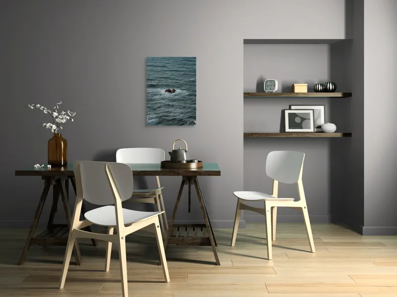 Tablou Canvas, "Singuratici stânci în marea agitată", Valuri, Rocă, Apă, Mare, Singurătate, Natură, Albastru, 50 x 70 cm – poza 5