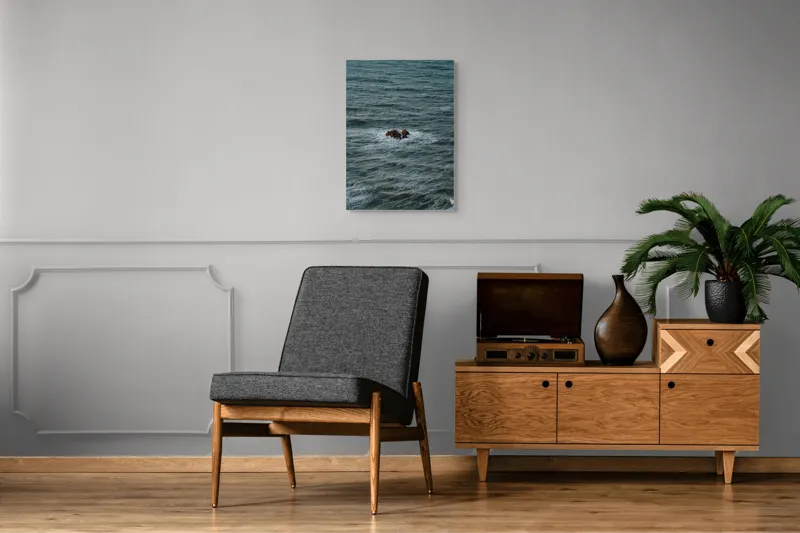 Tablou Canvas, "Singuratici stânci în marea agitată", Valuri, Rocă, Apă, Mare, Singurătate, Natură, Albastru, 50 x 70 cm – poza 8
