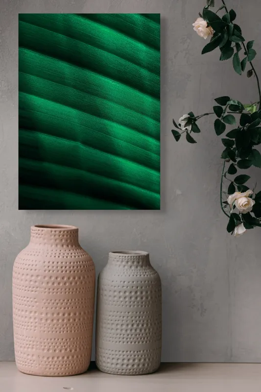 Tablou Canvas, "Frumusețea frunzelor sub razele soarelui", Groove, Verde, Textură, Natură, Lumină, Umbră, Frunză, Linie, Suprafață, Organic, 39 x 54 cm – poza 6