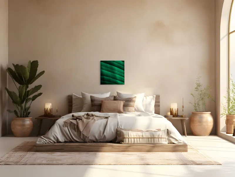 Tablou Canvas, "Frumusețea frunzelor sub razele soarelui", Groove, Verde, Textură, Natură, Lumină, Umbră, Frunză, Linie, Suprafață, Organic, 50 x 50 cm – poza 5