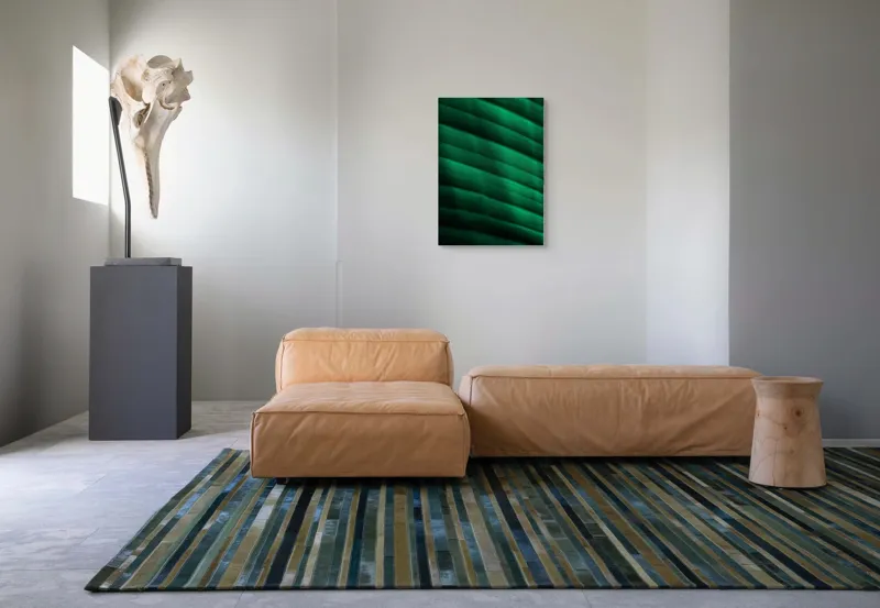 Tablou Canvas, "Frumusețea frunzelor sub razele soarelui", Groove, Verde, Textură, Natură, Lumină, Umbră, Frunză, Linie, Suprafață, Organic, 50 x 70 cm – poza 7