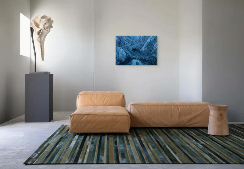 Tablou Canvas, "Iarna liniștită pe râul înghețat", Alb, Înghețat, Tăcut, Rece, Reflexie, Ramuri, Neclintit, Înnorat, 70 x 50 cm – poza 8