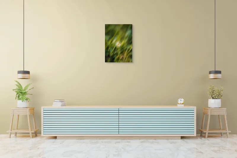 Tablou Canvas, "Margareta dansând în vântul verii", Floare, Singurătate, Verdeață, Estompare, Frumusețe, Natură, Seninătate, Simplitate, Culoare, Delicatețe, 50 x 70 cm – poza 6