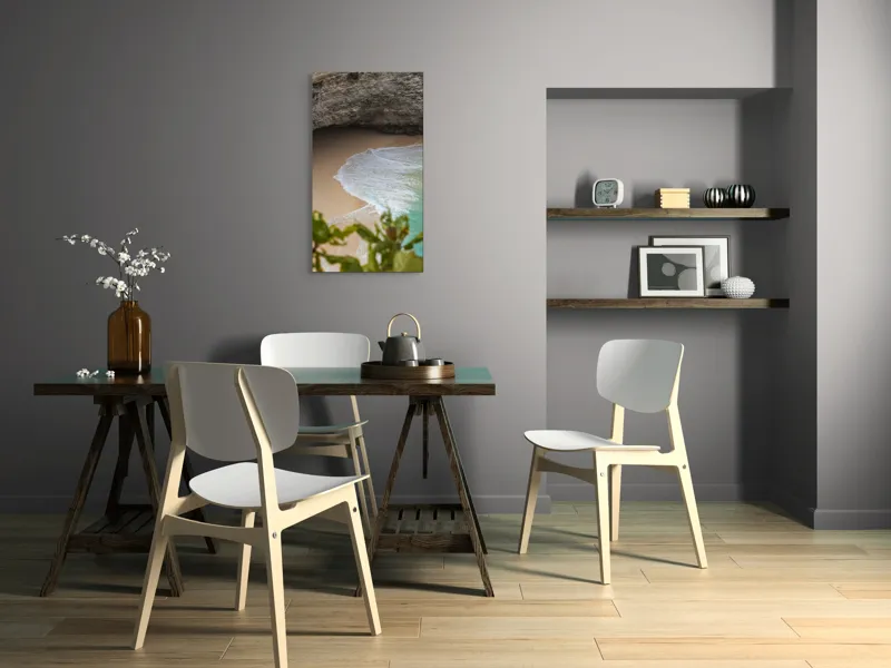 Tablou Canvas, "Valuri delicate pe plajă ascunsă", Plajă, Stânci, Nisip, Apă, Valuri, Vegetație, Natură, Relaxare, 50 x 90 cm – poza 4
