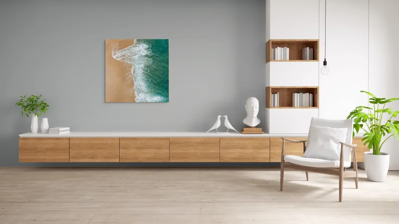 Tablou Canvas, "Valurile albe pe nisipul auriu", Valuri, Țărm, Apă, Nisip, Turcoaz, Spumă, Natură, Ocean, Liniște, Litoral, 100 x 100 cm – poza 8