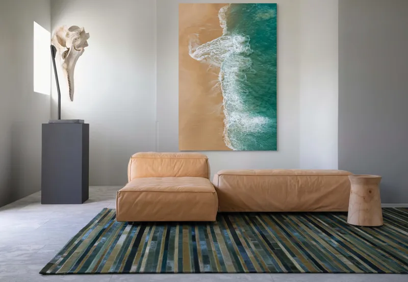 Tablou Canvas, "Valurile albe pe nisipul auriu", Valuri, Țărm, Apă, Nisip, Turcoaz, Spumă, Natură, Ocean, Liniște, Litoral, 100 x 150 cm – poza 7
