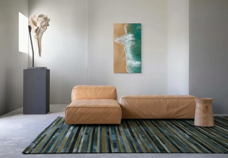 Tablou Canvas, "Valurile albe pe nisipul auriu", Valuri, Țărm, Apă, Nisip, Turcoaz, Spumă, Natură, Ocean, Liniște, Litoral, 50 x 90 cm – poza 5