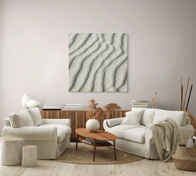Tablou Canvas, "Unduiri de nisip fin sub soare", Ondulații, Textură, Nisip, Model, Natură, 100 x 100 cm – poza 3