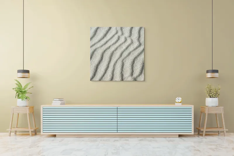 Tablou Canvas, "Unduiri de nisip fin sub soare", Ondulații, Textură, Nisip, Model, Natură, 100 x 100 cm – poza 5