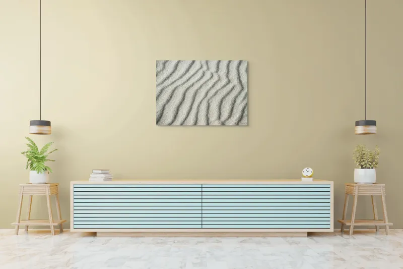 Tablou Canvas, "Unduiri de nisip fin sub soare", Ondulații, Textură, Nisip, Model, Natură, 100 x 70 cm – poza 4