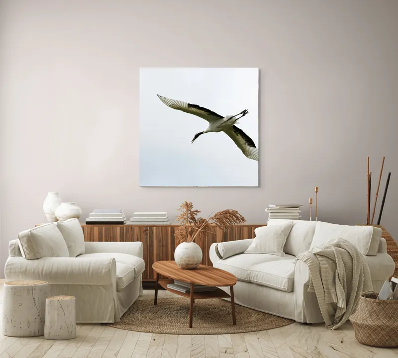 Tablou Canvas, "Pasăre în zbor spre libertate", Pasăre, Aripi, Zbor, Cer, Libertate, Eleganță, Pene, Liniște, 100 x 100 cm – poza 3
