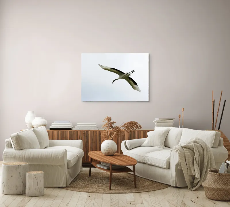 Tablou Canvas, "Pasăre în zbor spre libertate", Pasăre, Aripi, Zbor, Cer, Libertate, Eleganță, Pene, Liniște, 100 x 70 cm – poza 3