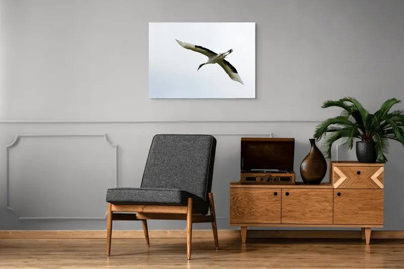 Tablou Canvas, "Pasăre în zbor spre libertate", Pasăre, Aripi, Zbor, Cer, Libertate, Eleganță, Pene, Liniște, 100 x 70 cm – poza 8