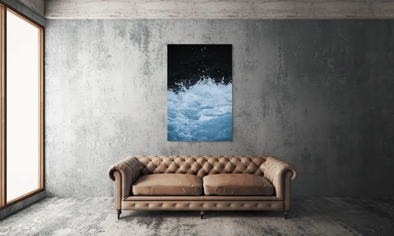 Tablou Canvas, "Freamătul apelor sub lună plină", Spumă, Energie, Dinamism, Apă, Impact, Fluiditate, Contrast, Viteză, Explozie, 100 x 150 cm – poza 6