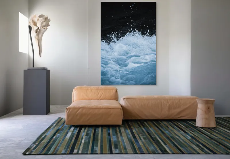 Tablou Canvas, "Freamătul apelor sub lună plină", Spumă, Energie, Dinamism, Apă, Impact, Fluiditate, Contrast, Viteză, Explozie, 100 x 150 cm – poza 7