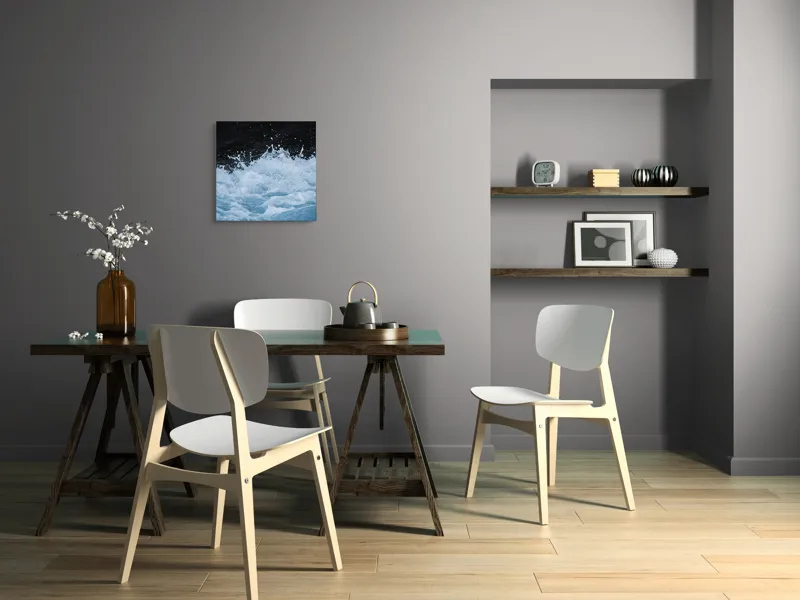 Tablou Canvas, "Freamătul apelor sub lună plină", Spumă, Energie, Dinamism, Apă, Impact, Fluiditate, Contrast, Viteză, Explozie, 50 x 50 cm – poza 8