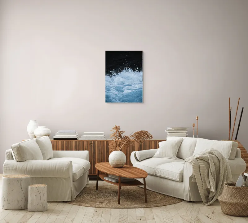 Tablou Canvas, "Freamătul apelor sub lună plină", Spumă, Energie, Dinamism, Apă, Impact, Fluiditate, Contrast, Viteză, Explozie, 50 x 70 cm – poza 4
