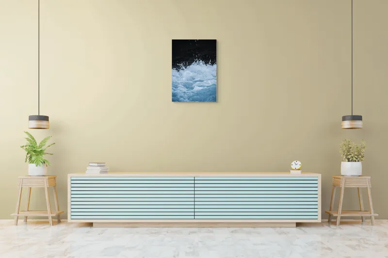 Tablou Canvas, "Freamătul apelor sub lună plină", Spumă, Energie, Dinamism, Apă, Impact, Fluiditate, Contrast, Viteză, Explozie, 50 x 70 cm – poza 6