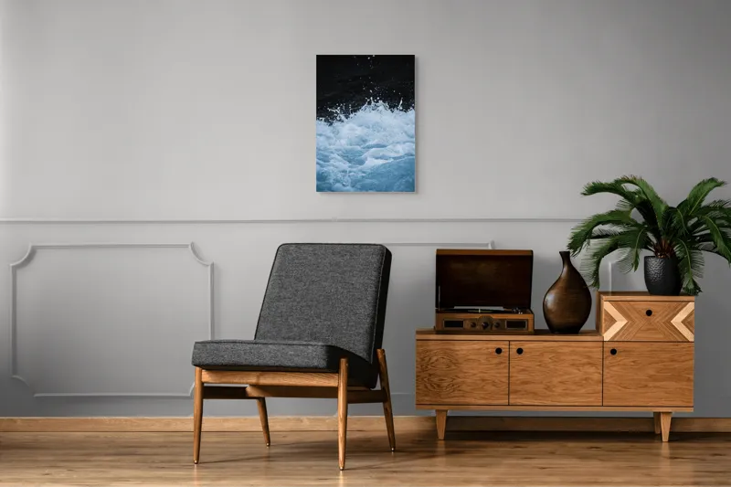 Tablou Canvas, "Freamătul apelor sub lună plină", Spumă, Energie, Dinamism, Apă, Impact, Fluiditate, Contrast, Viteză, Explozie, 50 x 70 cm – poza 8