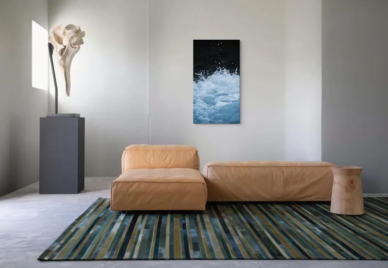 Tablou Canvas, "Freamătul apelor sub lună plină", Spumă, Energie, Dinamism, Apă, Impact, Fluiditate, Contrast, Viteză, Explozie, 50 x 90 cm – poza 5