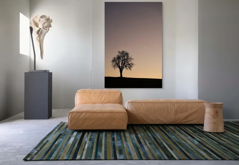 Tablou Canvas, "Luna și copacul singuratic", Copac, Asfințit, Siluetă, Cer, Semilună, Peisaj, Liniște, Seară, 100 x 150 cm – poza 7