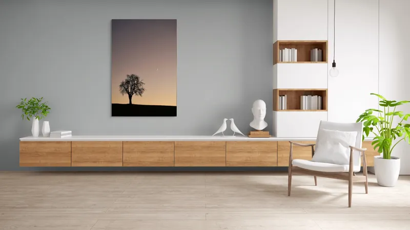 Tablou Canvas, "Luna și copacul singuratic", Copac, Asfințit, Siluetă, Cer, Semilună, Peisaj, Liniște, Seară, 100 x 150 cm – poza 8
