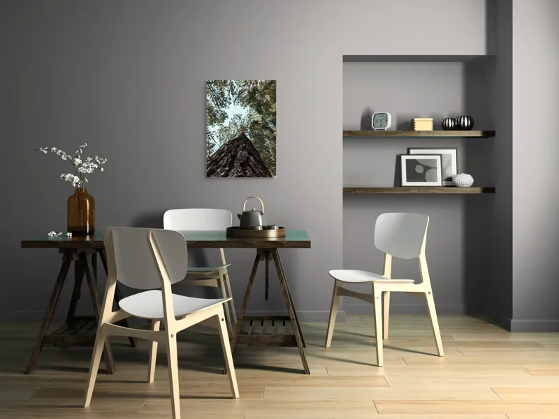 Tablou Canvas, "Privind spre cer prin pădurea înaltă", Arbore, Tulpină, Cer, Frunziș, Natură, Verde, Pădure, Perspectivă, Înălțime, Vegetație, 50 x 70 cm – poza 5