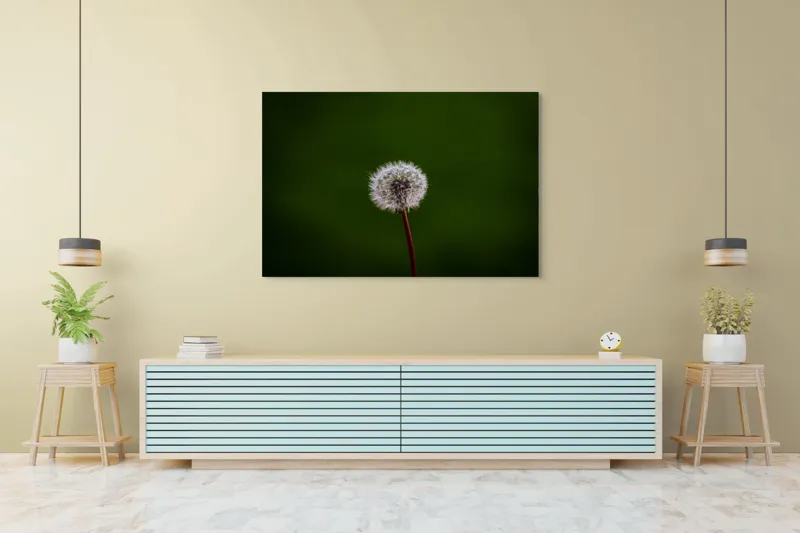 Tablou Canvas, "Puf de păpădie în bătaia vântului", Pufoasă, Delicată, Fragilă, Etereală, Simplă, Solitară, Contrastantă, Mică, 150 x 100 cm – poza 6