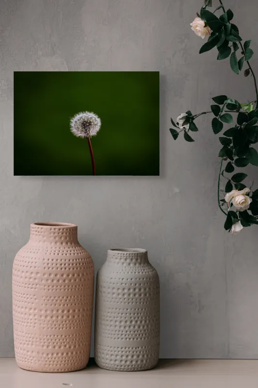 Tablou Canvas, "Puf de păpădie în bătaia vântului", Pufoasă, Delicată, Fragilă, Etereală, Simplă, Solitară, Contrastantă, Mică, 54 x 39 cm – poza 8