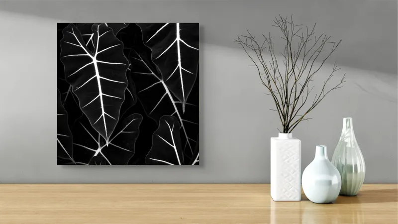 Tablou Canvas, "Frumusețea geometrică a naturii", Frunze, Model, Textura, Contrast, Umbre, Eleganta, Natură, Dungi, Vegetație, Simetrie, 50 x 50 cm – poza 3