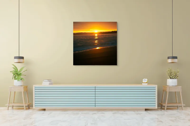 Tablou Canvas, "Apusul liniștitor al mării negre", Apus, Aur, Valuri, Reflecție, Horizon, Calm, Strălucire, 100 x 100 cm – poza 5