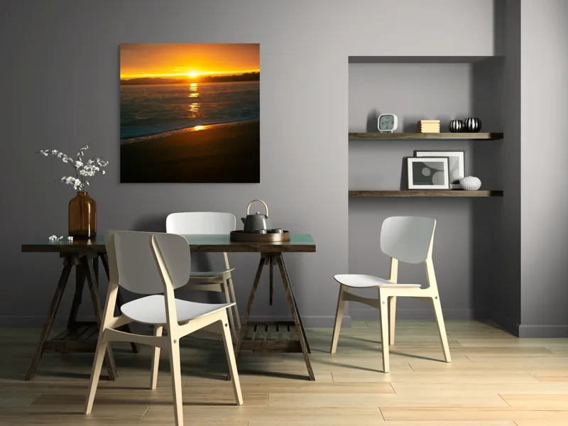 Tablou Canvas, "Apusul liniștitor al mării negre", Apus, Aur, Valuri, Reflecție, Horizon, Calm, Strălucire, 100 x 100 cm – poza 6
