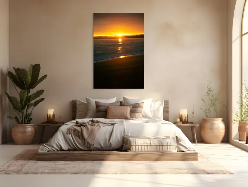 Tablou Canvas, "Apusul liniștitor al mării negre", Apus, Aur, Valuri, Reflecție, Horizon, Calm, Strălucire, 100 x 150 cm – poza 3