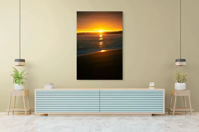 Tablou Canvas, "Apusul liniștitor al mării negre", Apus, Aur, Valuri, Reflecție, Horizon, Calm, Strălucire, 100 x 150 cm – poza 4