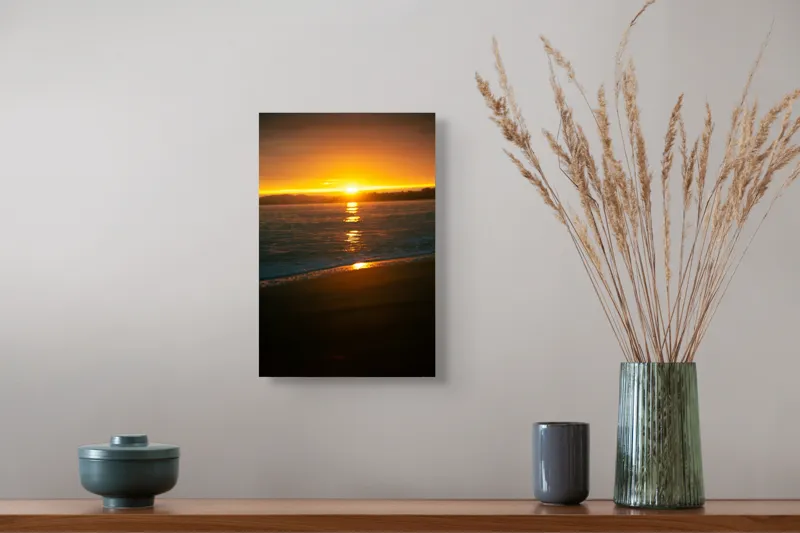 Tablou Canvas, "Apusul liniștitor al mării negre", Apus, Aur, Valuri, Reflecție, Horizon, Calm, Strălucire, 26 x 39 cm – poza 5