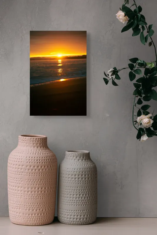 Tablou Canvas, "Apusul liniștitor al mării negre", Apus, Aur, Valuri, Reflecție, Horizon, Calm, Strălucire, 26 x 39 cm – poza 6