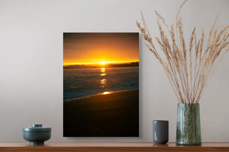 Tablou Canvas, "Apusul liniștitor al mării negre", Apus, Aur, Valuri, Reflecție, Horizon, Calm, Strălucire, 39 x 54 cm – poza 3