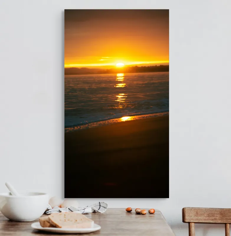 Tablou Canvas, "Apusul liniștitor al mării negre", Apus, Aur, Valuri, Reflecție, Horizon, Calm, Strălucire, 50 x 90 cm – poza 3