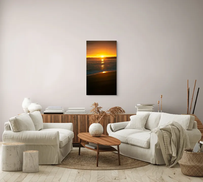 Tablou Canvas, "Apusul liniștitor al mării negre", Apus, Aur, Valuri, Reflecție, Horizon, Calm, Strălucire, 50 x 90 cm – poza 7