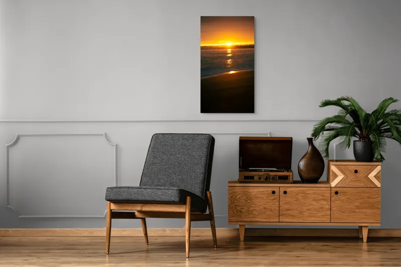 Tablou Canvas, "Apusul liniștitor al mării negre", Apus, Aur, Valuri, Reflecție, Horizon, Calm, Strălucire, 50 x 90 cm – poza 8