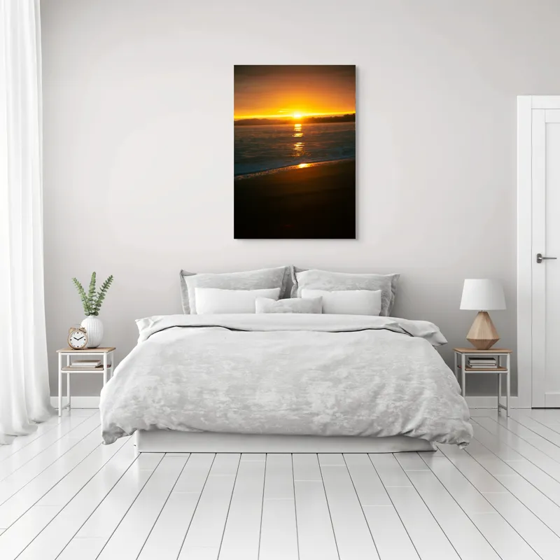Tablou Canvas, "Apusul liniștitor al mării negre", Apus, Aur, Valuri, Reflecție, Horizon, Calm, Strălucire, 70 x 100 cm – poza 3