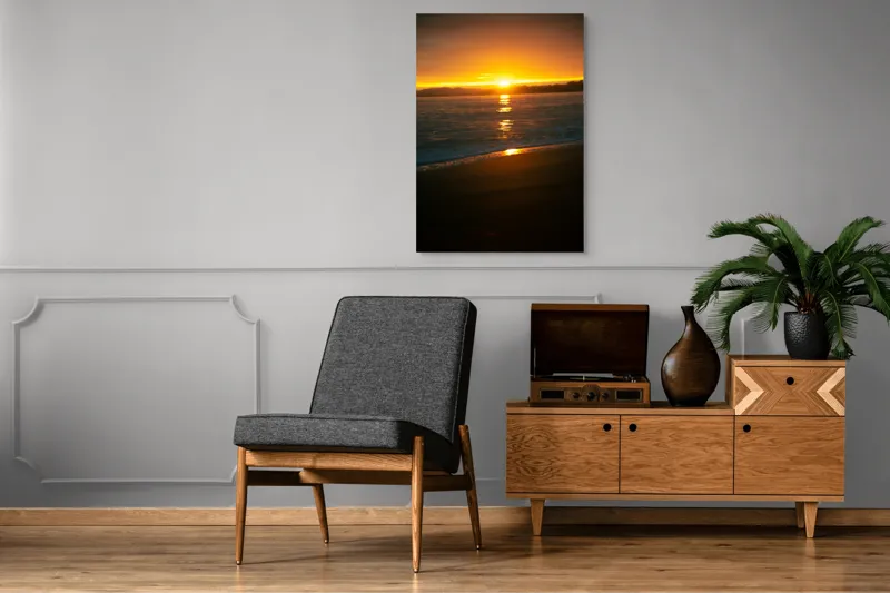 Tablou Canvas, "Apusul liniștitor al mării negre", Apus, Aur, Valuri, Reflecție, Horizon, Calm, Strălucire, 70 x 100 cm – poza 6