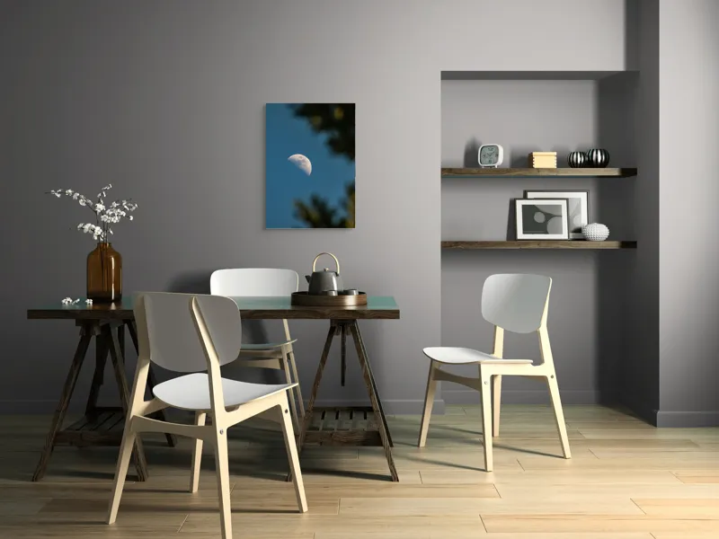 Tablou Canvas, "Luna printre ramuri întunecate", Lună, Cer, Umbre, Natură, Lumină, Seară, Mister, Calm, Frumusețe, Contrast, 50 x 70 cm – poza 5