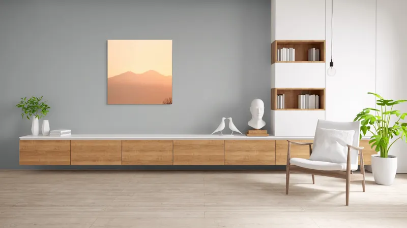 Tablou Canvas, "Lumina răsăritului peste munții liniștiți", Apus, Pădure, Siluete, Munți, Cer, Roz, Liniște, Natură, 100 x 100 cm – poza 8