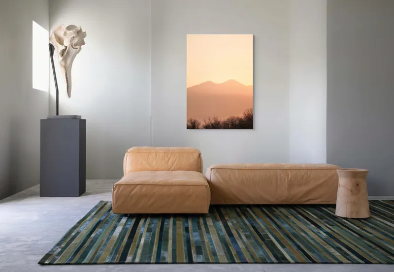 Tablou Canvas, "Lumina răsăritului peste munții liniștiți", Apus, Pădure, Siluete, Munți, Cer, Roz, Liniște, Natură, 70 x 100 cm – poza 7