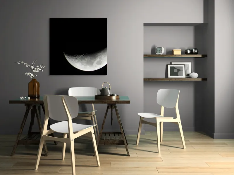 Tablou Canvas, "Albastrul întunecat al lunii pe cer", Lună, Semilună, Cer, Noapte, Umbre, Mister, Lumină, Culoare, 100 x 100 cm – poza 6